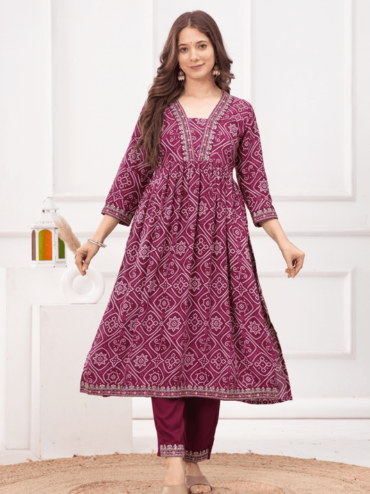 Maroon Embroidered Kurta Dupatta Set